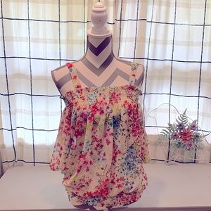 Forever 21 floral off the shoulder sheer top